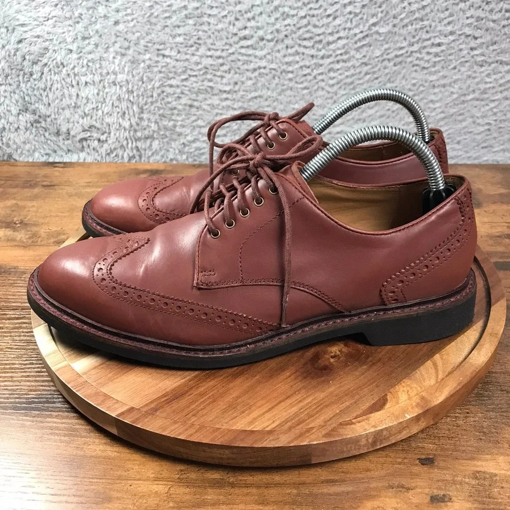 Cole Haan Wingtip Oxford‎ Mens 8.5M Brogue Brown Leather Derby Dress Shoes